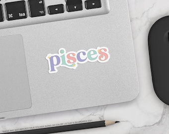 Retro & Groovy Pisces 3X1" Sticker