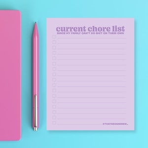 Lista de tareas actuales que hacen que la familia sea un desastre: bloc de notas divertido y sarcástico: regalo para el Día de la Madre