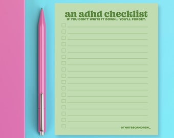 ADHD Checklist - Snarky & Funny Notepad