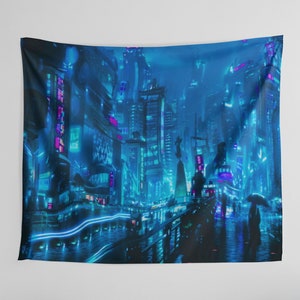 Cyberpunk Tapestry Tokyo Tapestry Japanese Tapestry - Etsy