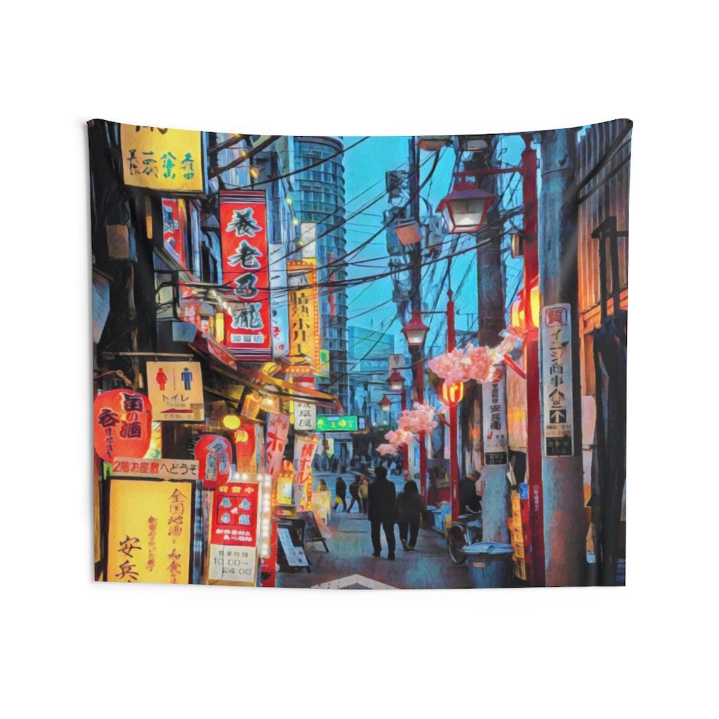 Japan Tapestry Tokyo Tapestry Anime Decor Boho Wall  Etsy
