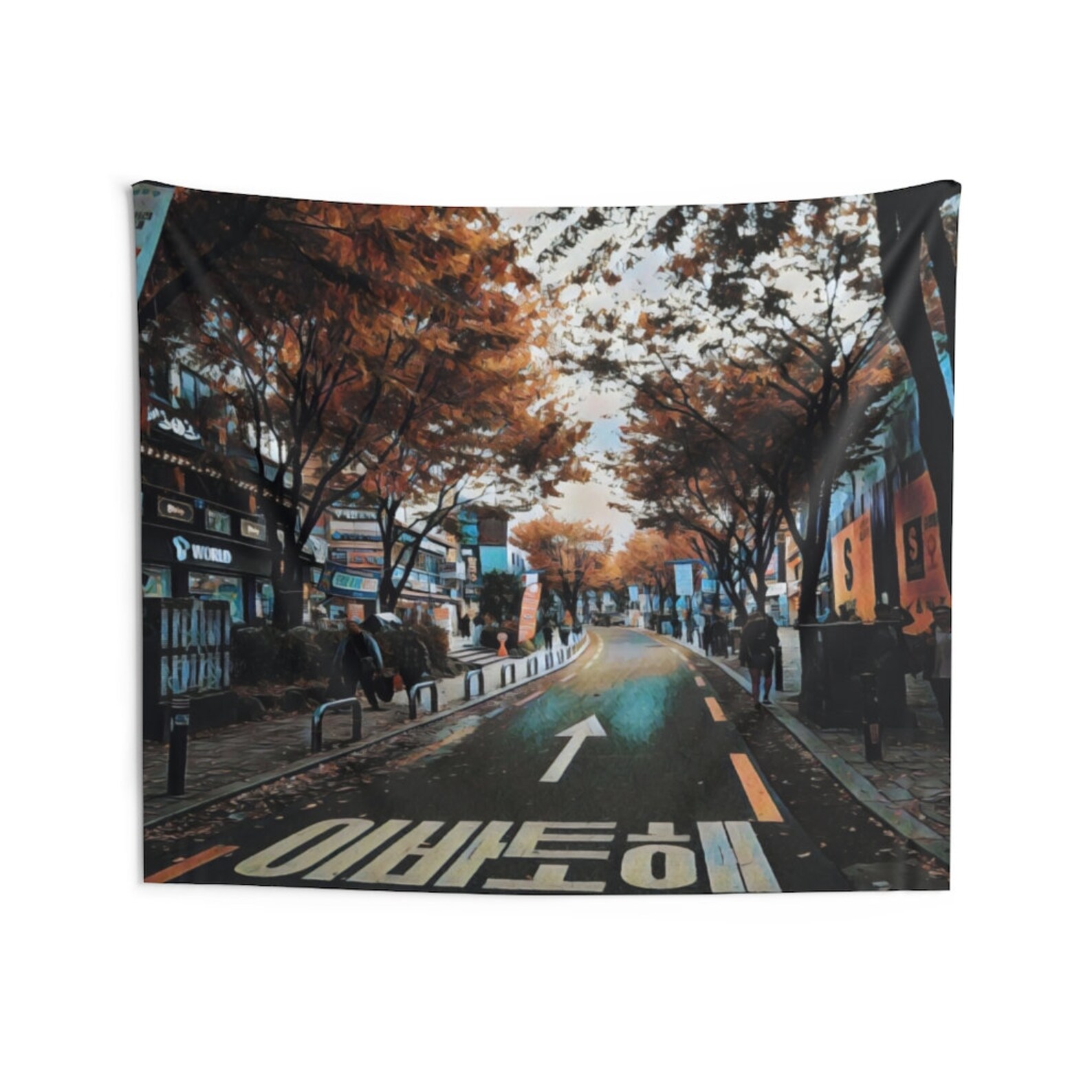 Painting Tapestry Streets of Seoul Tapestry South Korea - Etsy