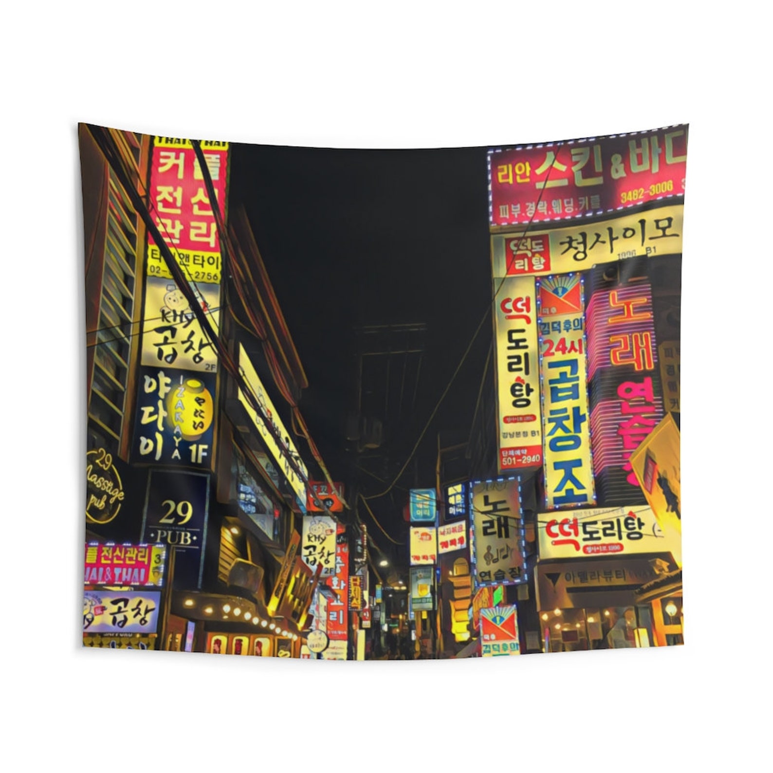 Korea Tapestry Seoul Tapestry Anime Decor Korean Wall Art - Etsy