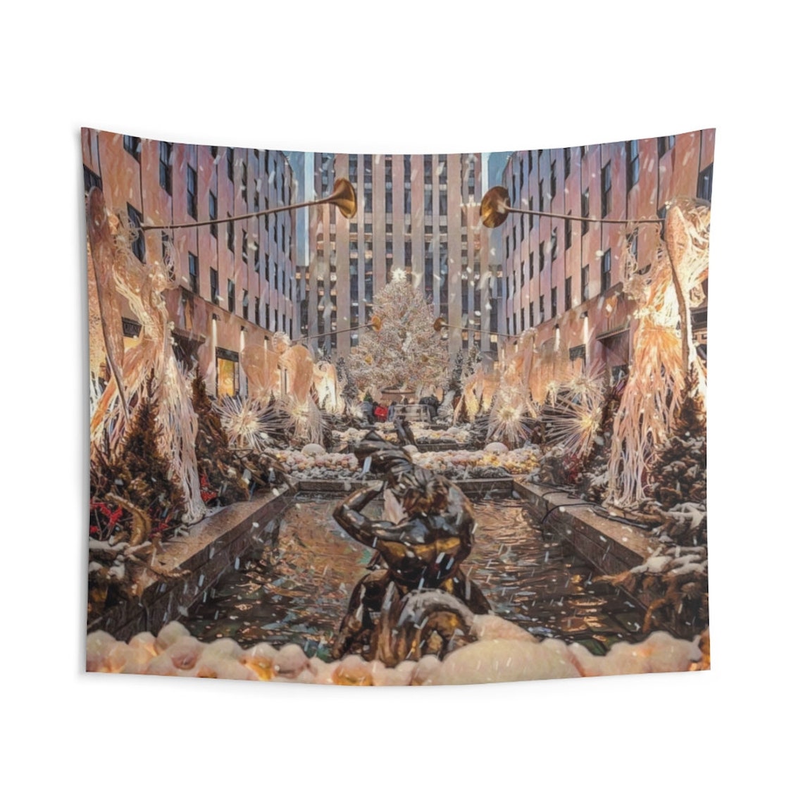 Christmas New York Tapestry Rockefeller Center Wall Hanging  Etsy