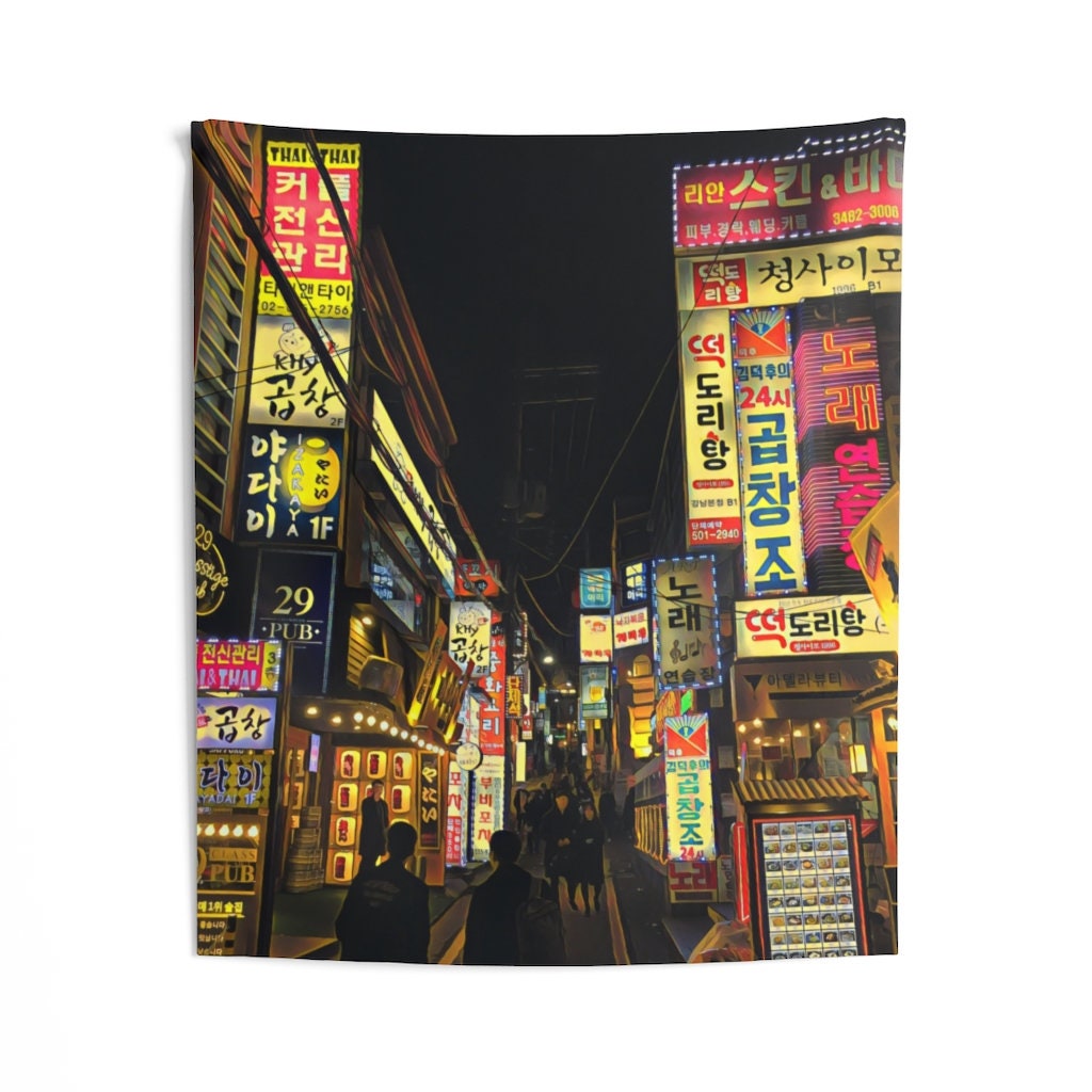 Korea Tapestry Seoul Tapestry Anime Decor Korean Wall Art Etsy