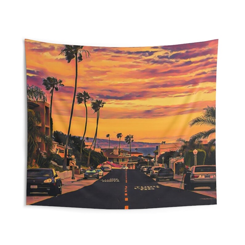Los Angeles Tapestry California Wall Art Los Angeles Gift Etsy