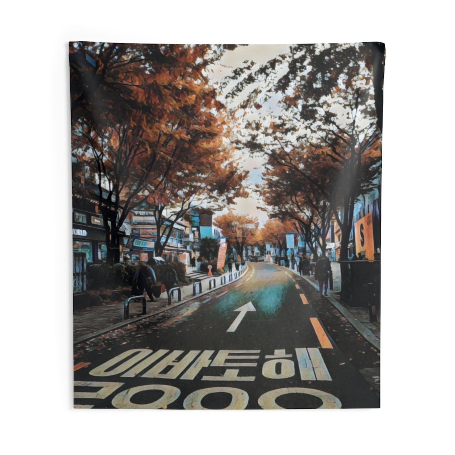 Painting Tapestry Streets of Seoul Tapestry South Korea - Etsy