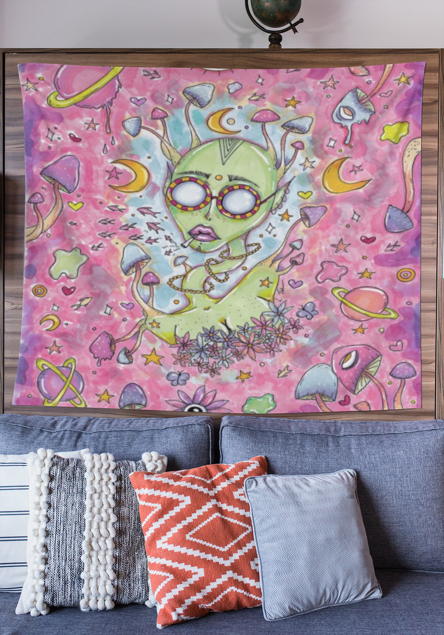 Psychedelic Tapestry Wall Hanging Trippy Tapestry Wall Etsy
