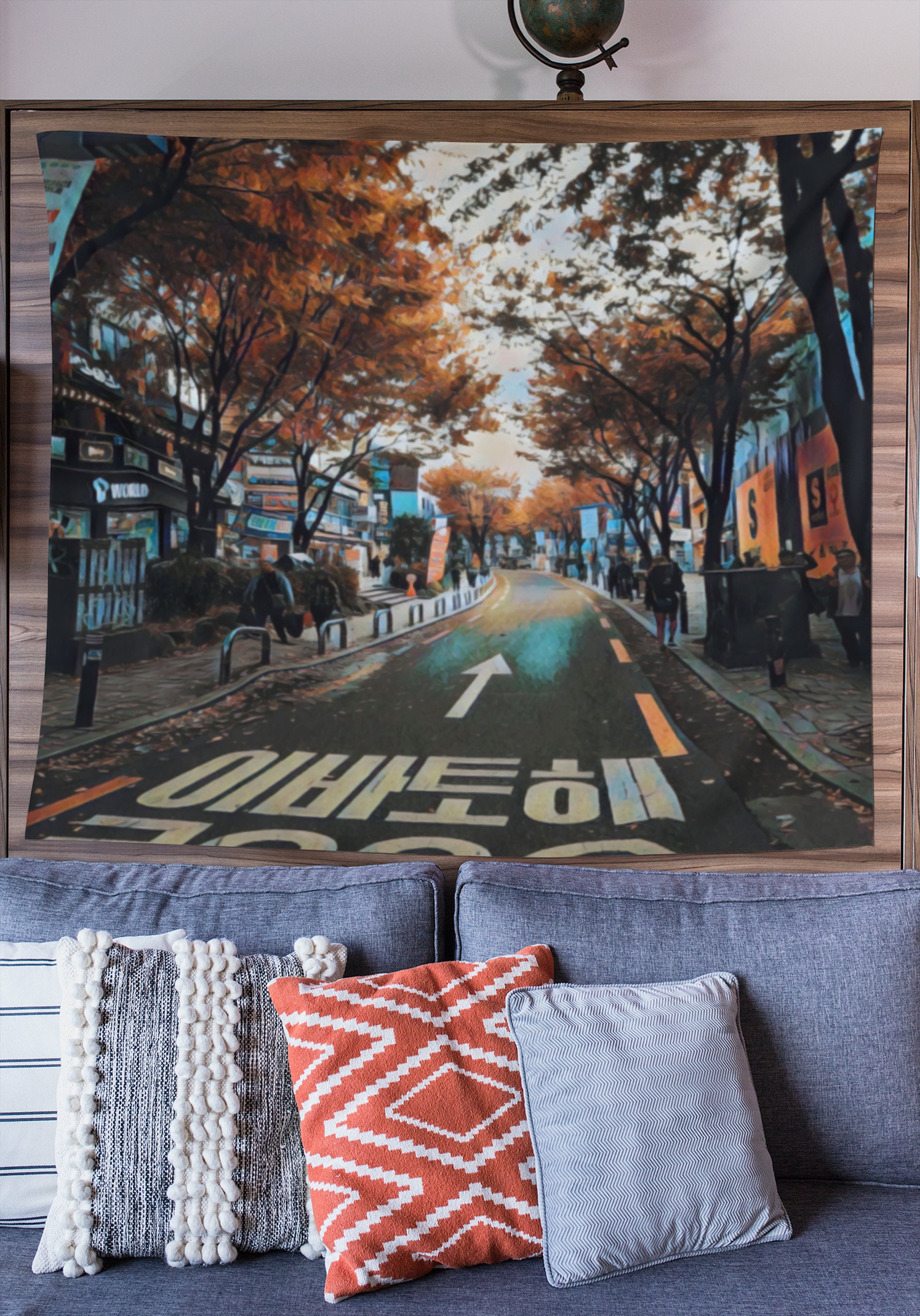 Painting Tapestry Streets of Seoul Tapestry South Korea  Etsy