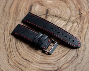 Handgjort "Klassiskt" klockarmband | Specialdesignat vintagearmband, läderarmband | 17 mm 18 mm 19 mm 20 mm 21 mm 22 mm 23 mm 24 mm | Lyxigt armband