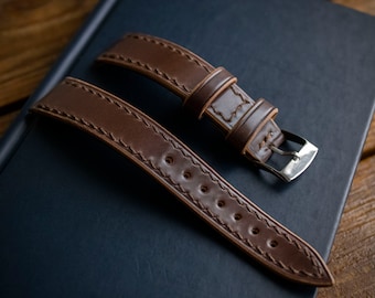 Handgjort "Klassiskt" klockarmband | Specialdesignat vintagearmband, läderarmband | 17 mm 18 mm 19 mm 20 mm 21 mm 22 mm 23 mm 24 mm | Lyxigt armband