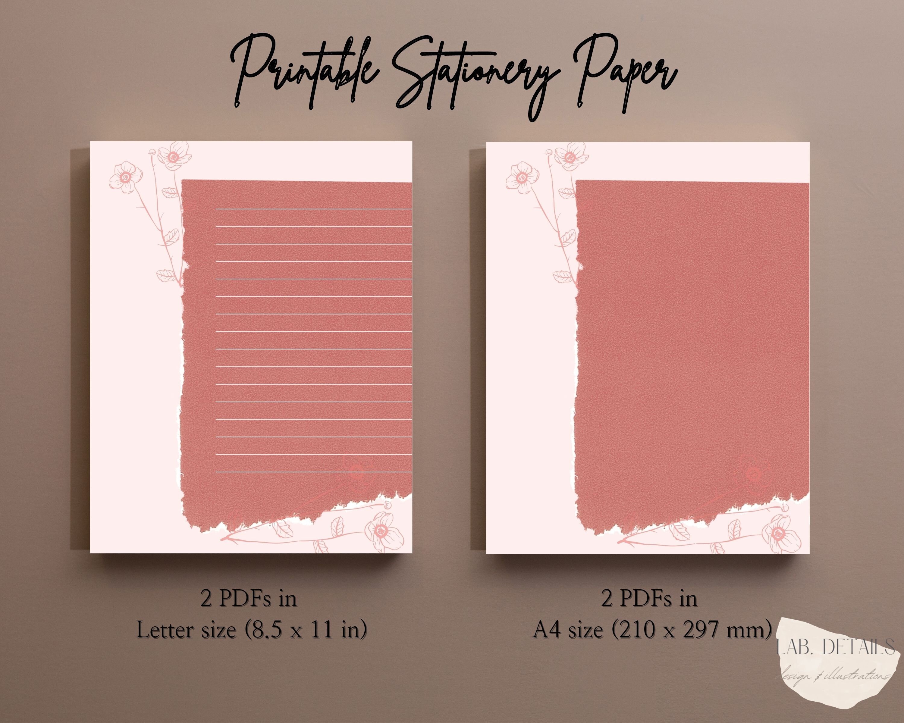 Printable Stationery Papers Printable Papers Set of 2 Etsy