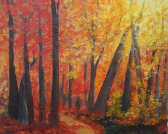 Autumn Forest Trail - original Acrylic painting