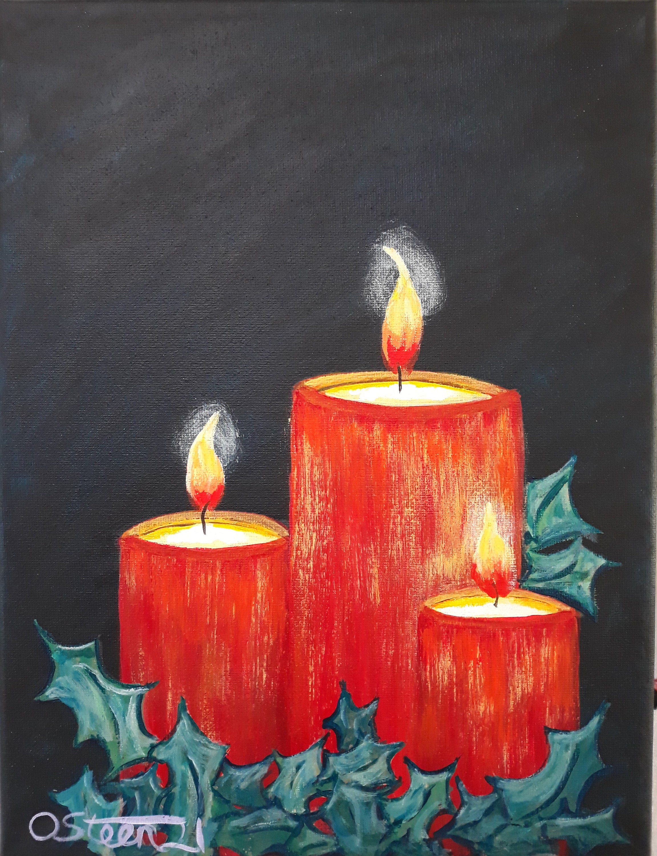 How To Paint Christmas Candles - Acrylic Painting Tutorial