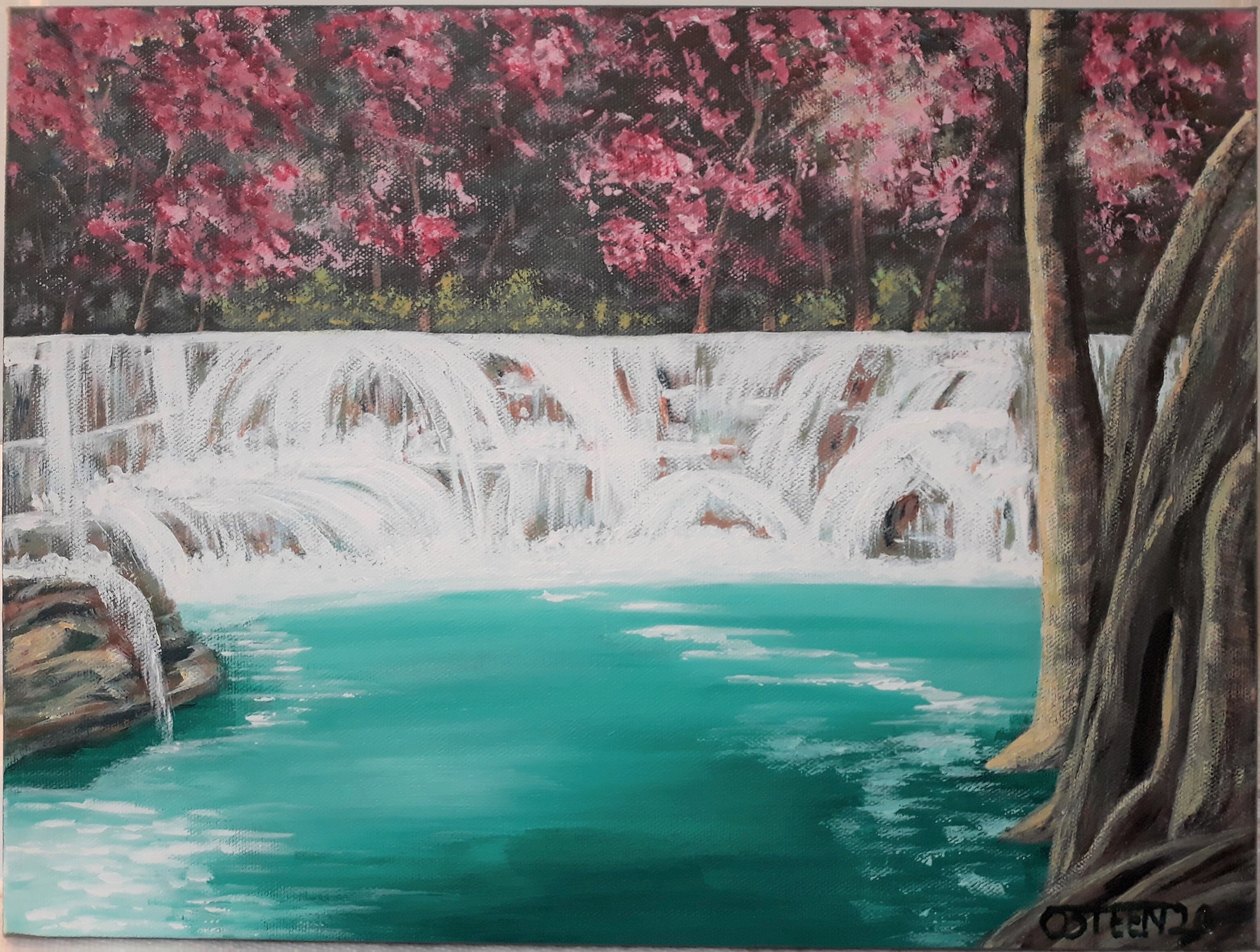 滝と緑の風景 アクリル画 M8号 キャンバス 原画 アート il_fullxfull.2627918447_px9f.jpg