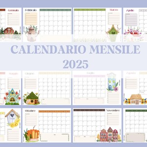 2025 Calendario mensile in italiano, Pianificatore stampabile agenda 2025