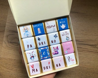 Personalized chocolates for baptism, birth or birthday. Do you want to be my godfather/godmother?