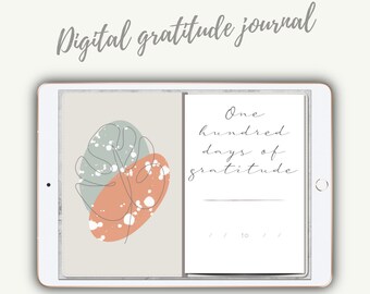 5 minute digital gratitude journal -  goodnotes and notability | 100 day digital gratitude journal | digital gratitude journal with prompts