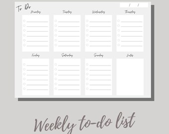 A4 weekly to do list printable |landscape printable to do list |A4 weekly productivity planner printable |printable weekly planner landscape