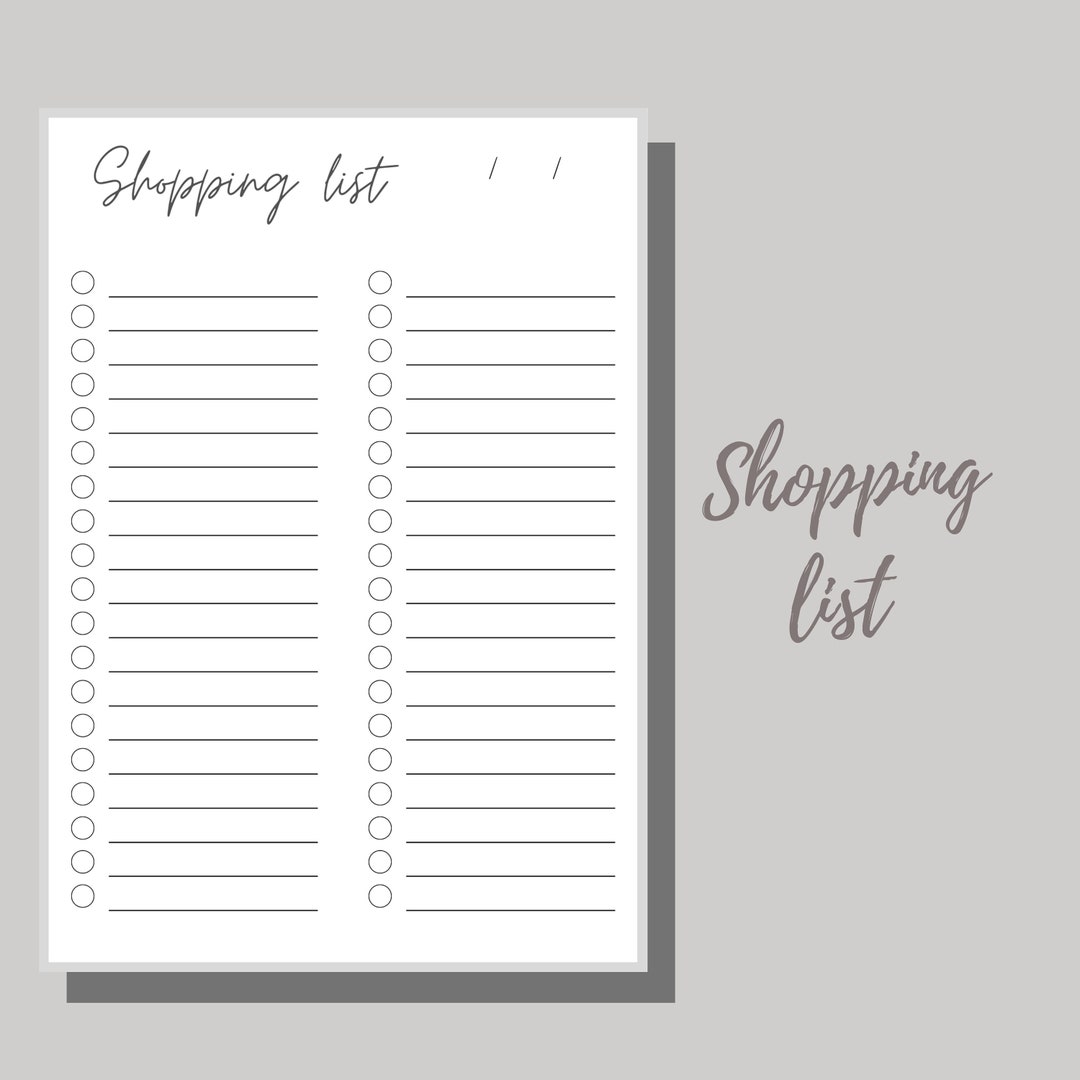 A5 Printable Portrait Shopping List | Minimal Printable Grocery List ...