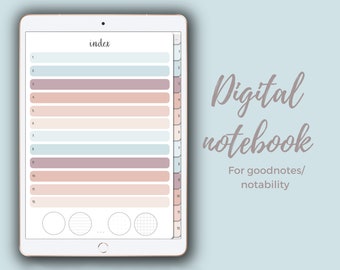 Cuaderno digital para goodnotes con pestañas en las que se puede hacer clic, cuaderno para iPad con divisores en los que se puede hacer clic, cuaderno para goodnotes, diario digital para iPad