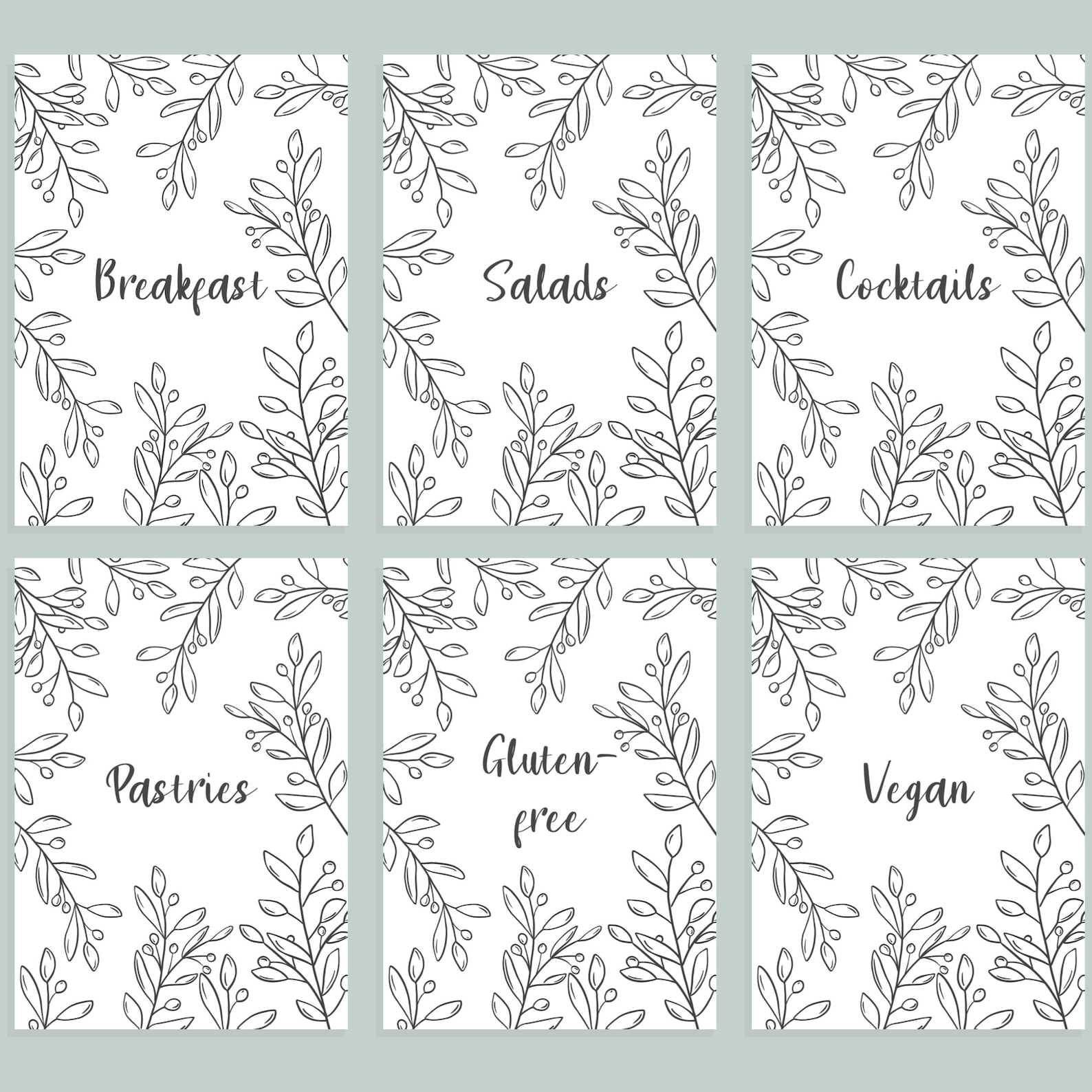 Printable US Letter Size Recipe Cards and Recipe Book Dividers