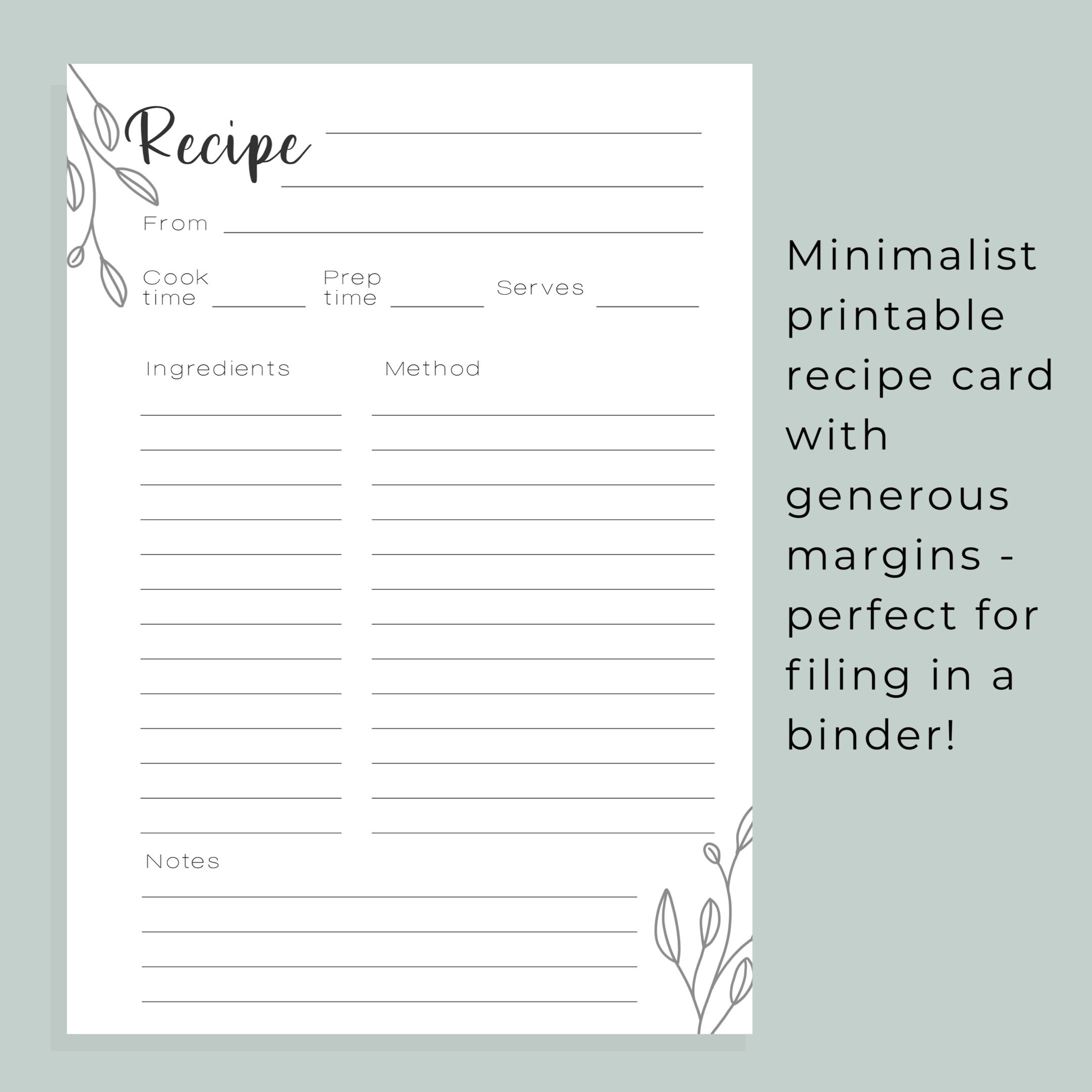 Printable A4 recipe card recipe insert for recipe binder Etsy