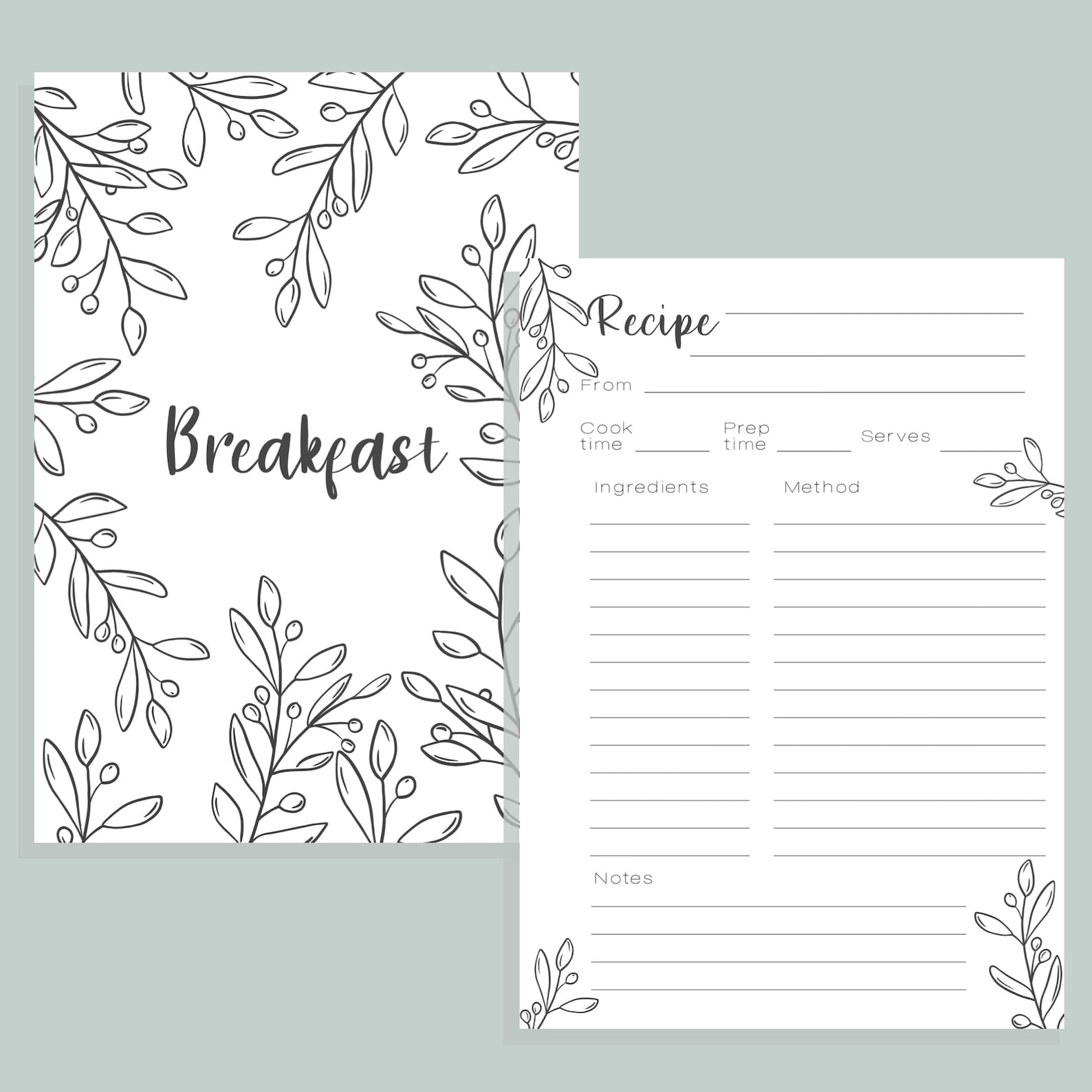 Printable US Letter Size Recipe Cards and Recipe Book Dividers