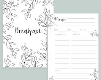 Printable Recipe Card & Divider Set | DIY Cookbook Template (A4)