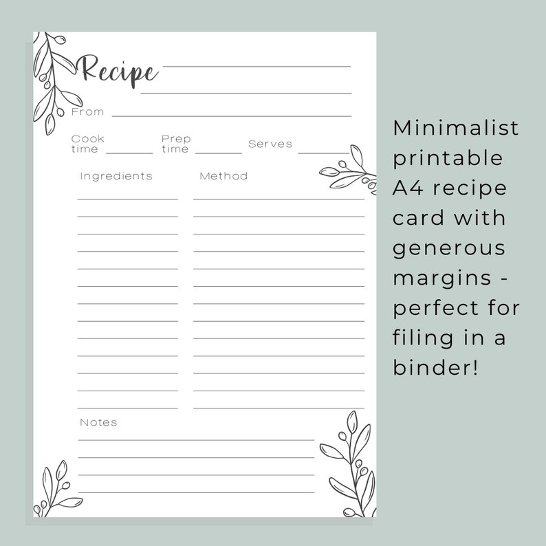 Printable US Letter Size Recipe Cards and Recipe Book Dividers Printable Recipe Page Template