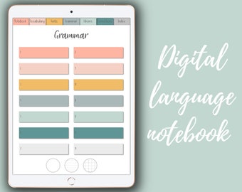 Digital language study notebook for Goodnotes and notability | digital vocabulary notebook | digital language study workbook for iPad