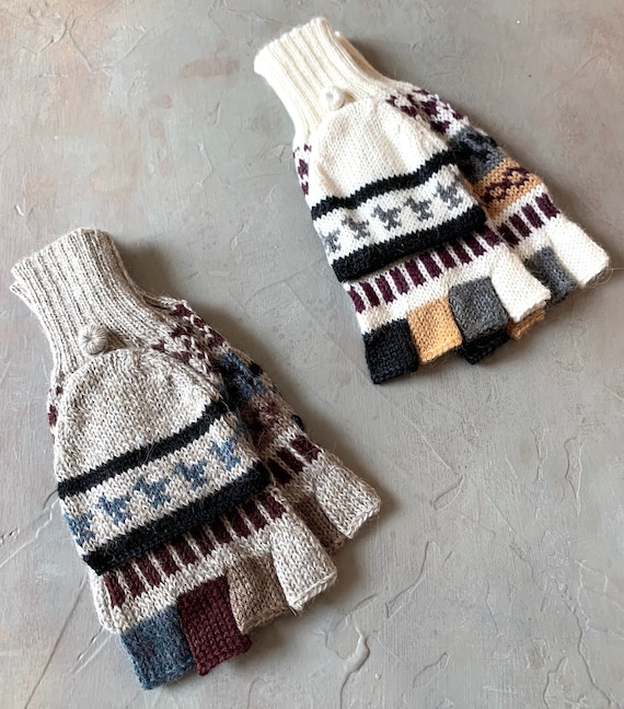Alpaca Handknit Glittens | Peruvian Alpaca Glittens | Wool Convertible Mittens | Wool | Fall Accessory | Winter Essential