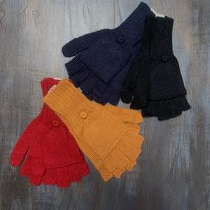Alpaca Handknit Glittens | Wool Convertible Mittens | Fingerless Alpaca Gloves | Functional Accessory | Winter Essential | Fall Accessory