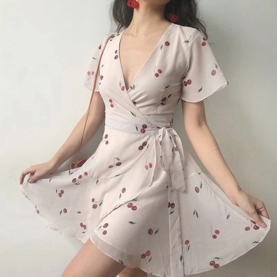 Cherry dress cheap wrap