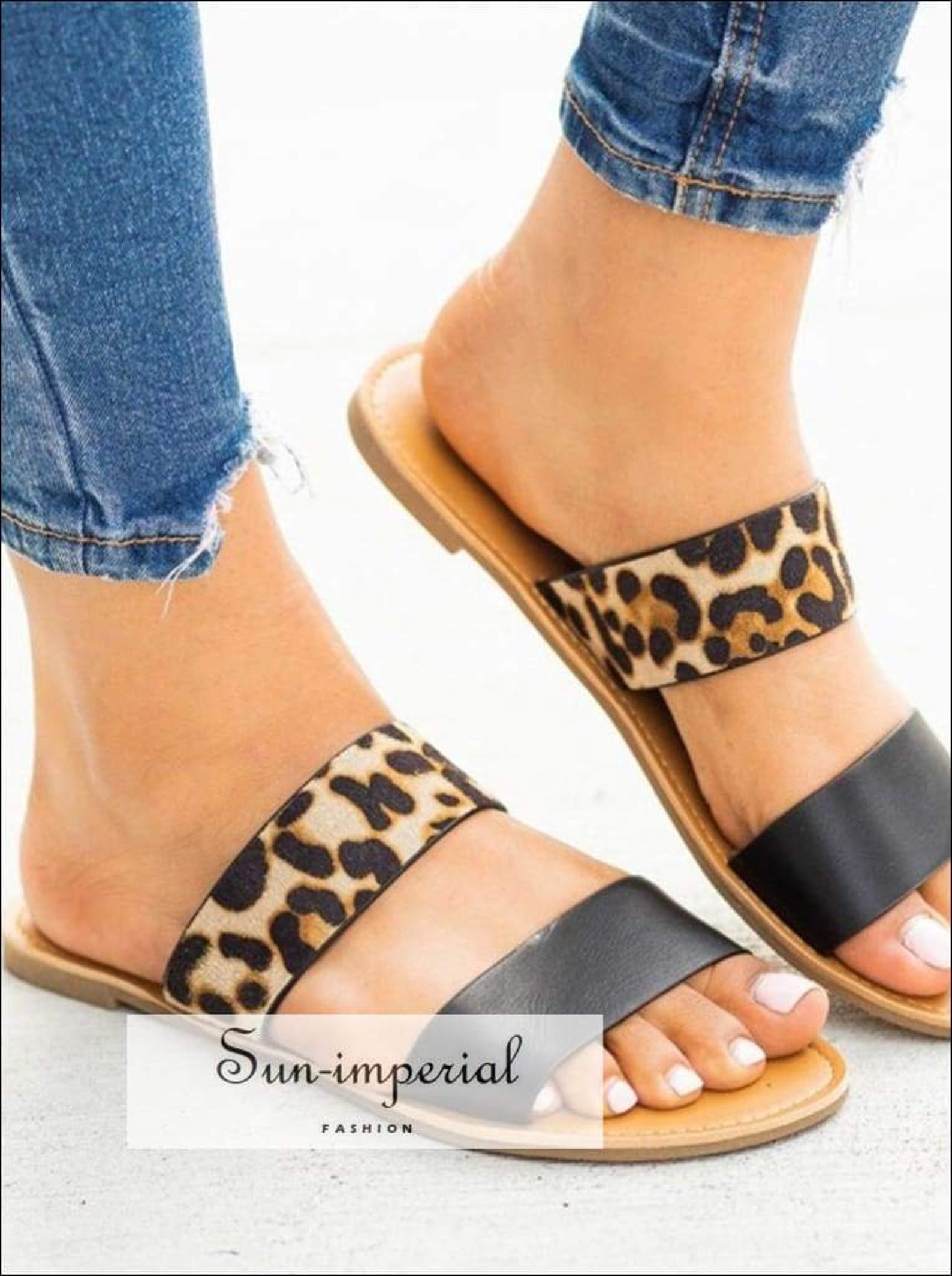 leopard double band slides