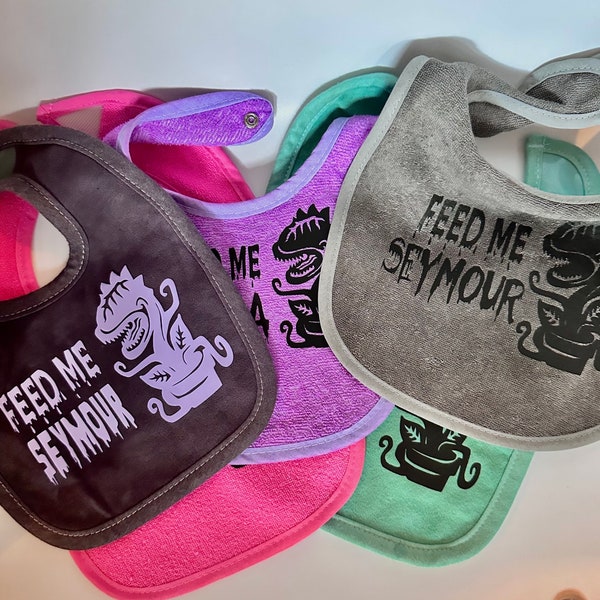 Little shop of horrors baby bib, Feed me MAMA, Baby bibs, tattoo style bib, feed me seymour, audrey II