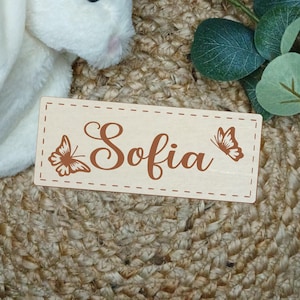 Butterfly Wood Engraved Name Plaque Door Hanger, Kids Bedroom Name Sign