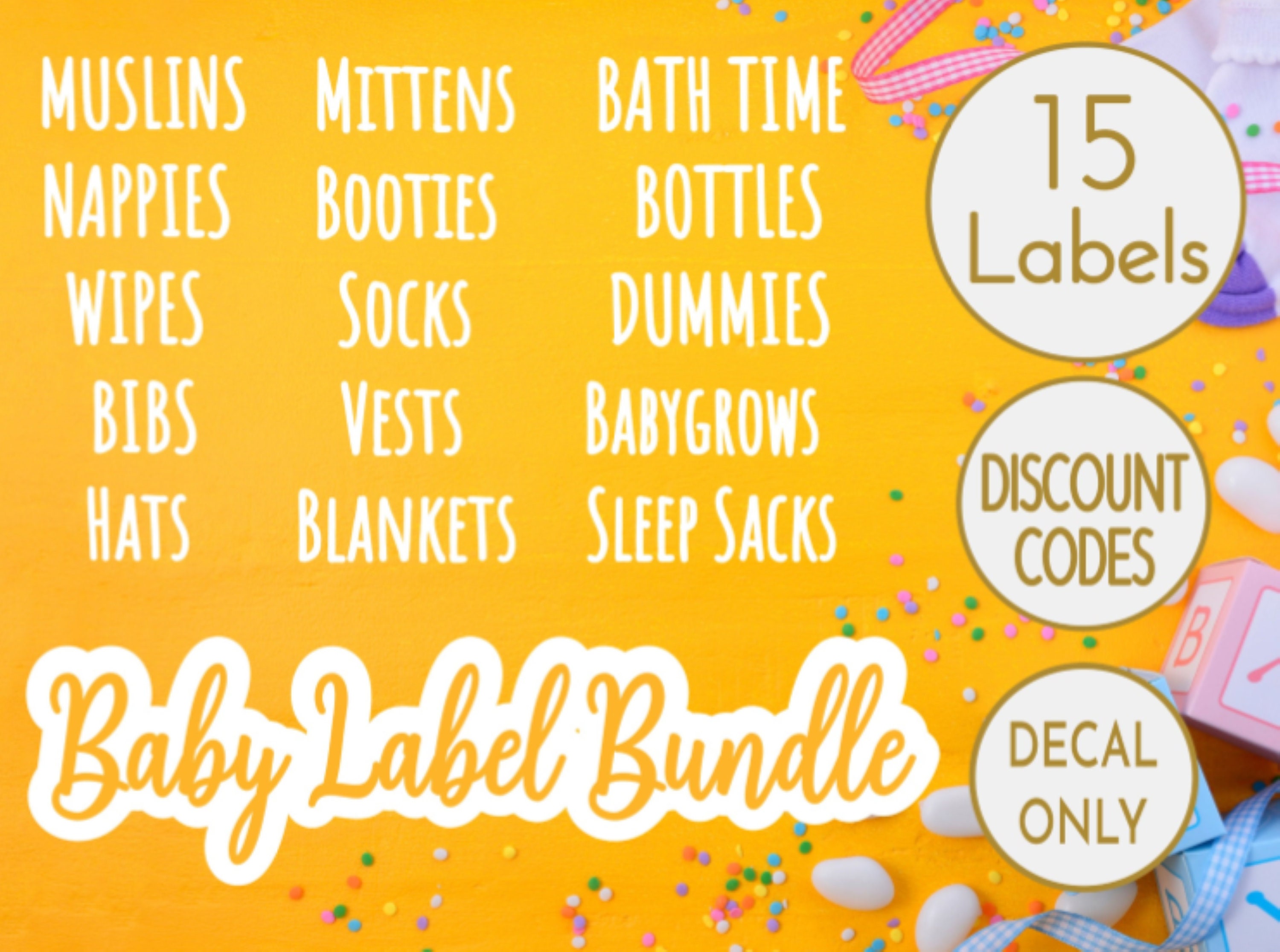 Baby Bundle x15 Nursery Labels Nursery Organisation Decals Etsy