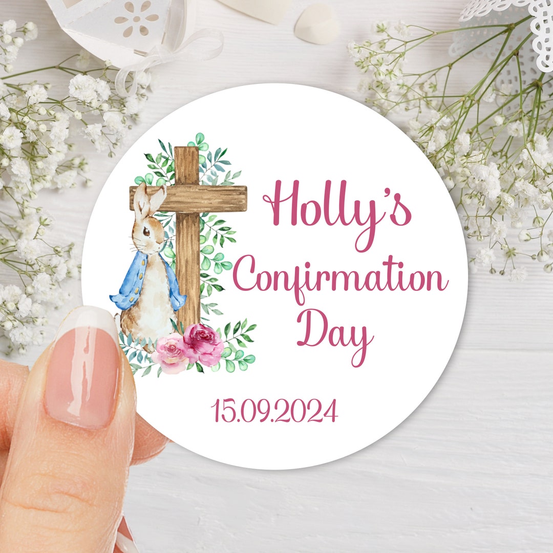 Confirmation Code Stickers Personalized Rabbit Confirmation Stickers: Floral Cross Party Favor - Etsy