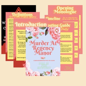 6-10 Player Regency Themed Murder Mystery Party — "Murder at Regency Manor" — Downloadable Pack for All Occasions image 3