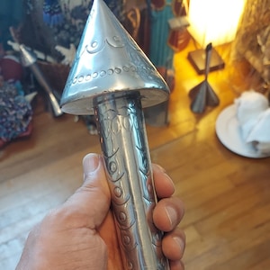 Olokun silver metal BELL and ASHERE / Maraca agogo adja orisha of sea Yemaya Olocun Oduduwa Oshanla Olofin Campana Orisaala aje shaluga