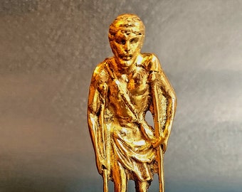 Estatua de San Lázaro de Latón 4 Pulgadas - San Lázaro Babalu Aye Omolu Obaluaye estatua de metal sólido orisha católico San Lázaro Sakpata Nana Nanu