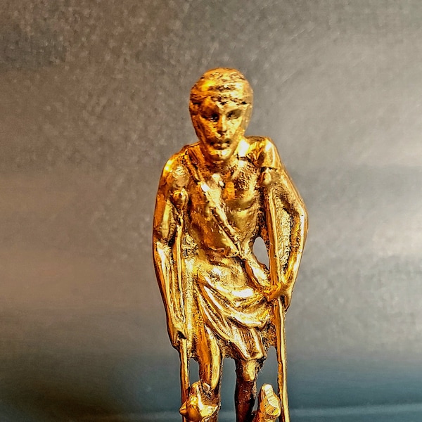 Brass San Lázaro Statue 4 Inches - Saint Lazarus Babalu Aye Omolu Obaluaye solid metal statue Catholic orisha St. Lazaro Sakpata Nana Nanu