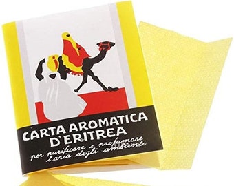 Paper incense: Original Aromatic Paper Incense - Carta Aromatica D'Eritrea - Original booklet / 24 strips like Papier dArmenie Italian resin