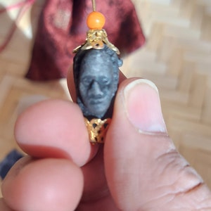 Elegua Head Pendant Two Faced Blessed Red Bead Charm/Pendant ~ Dije de Elegua de dos Caras Cuenta Roja Head Eshu Elegba Eleggua