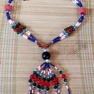 Red Coral and glass Mazo for Olocun ifa orisha olokum orisa lucumi santeria Yemaya orunla babalawo agwan yoruba Yemaya Oshun mazito collar