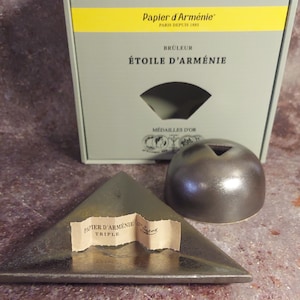 Papier d Armenie Paper incense burner silver gray metallic housewarming gift chic home sent armenian papers Parisian incense ceramic plate