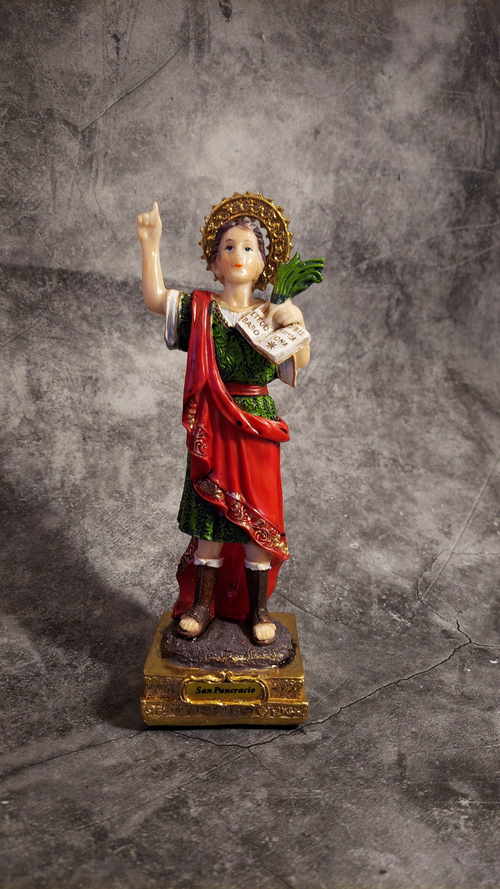 Love's Gift. San Pancracio Statue Catholic. Saint Pancras of Rome  Pancratius Sculpture (12 Inch)
