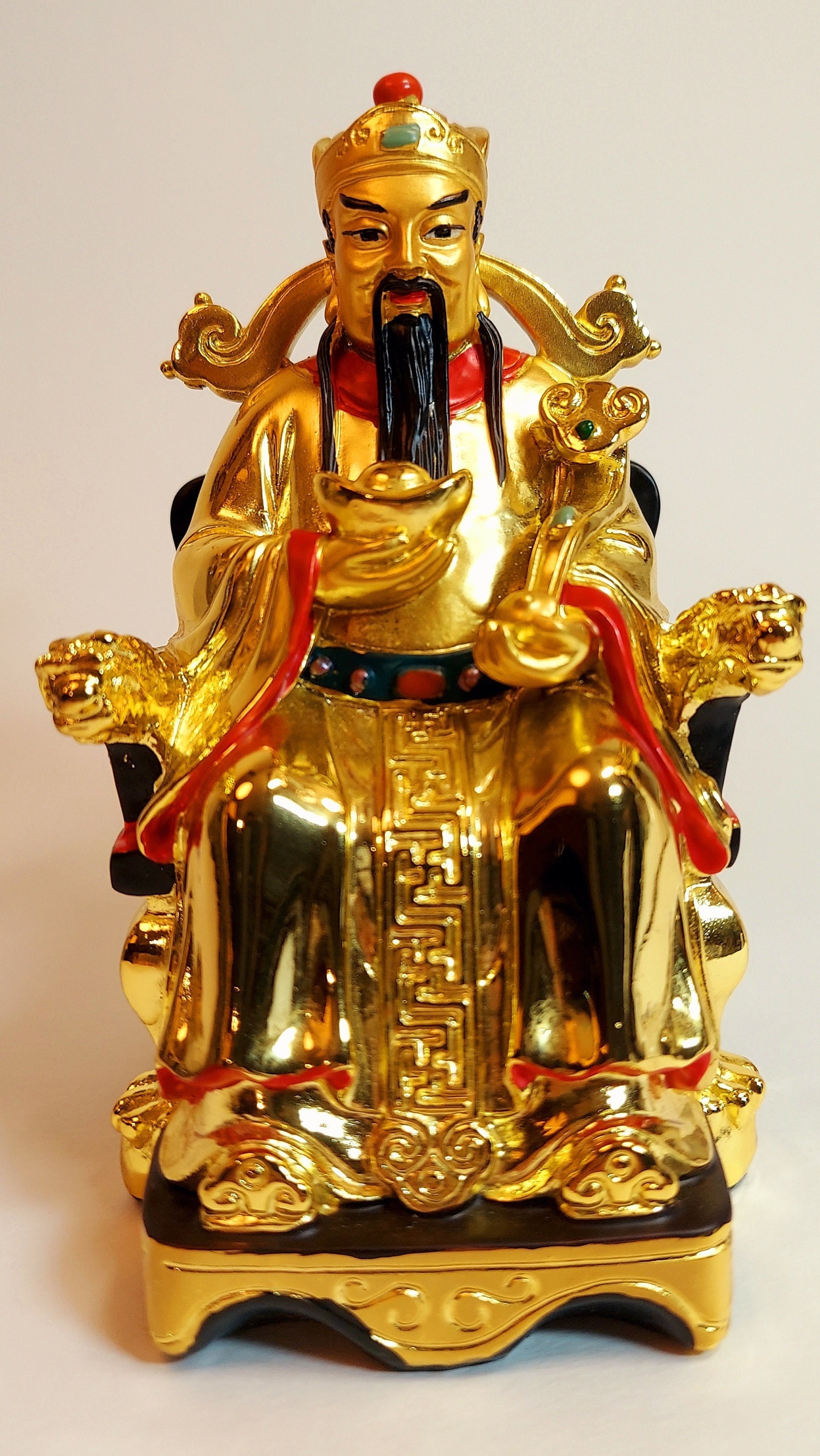 Feng Shui Golden God of Wealth Statue Good Luck Fortune Etsy