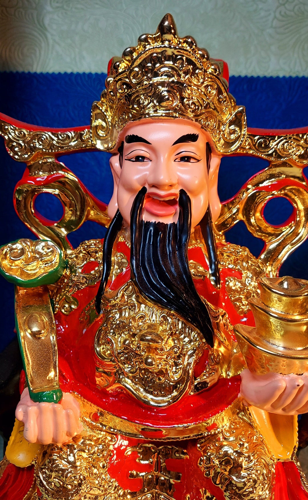 Caishen God of Wealth Statue Good Luck Fortune Prosperity Chinese